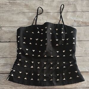 White House Black Market Geometric Black Camisole